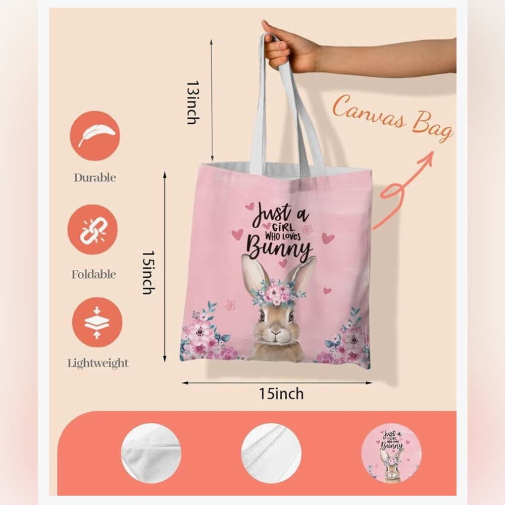 NEW Pink Girl Canvas Tote Bag - Picture 8 of 12